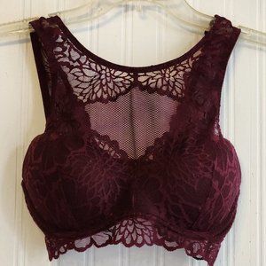 PINK Victoria's Secret Deep Burgundy Lace Bralette